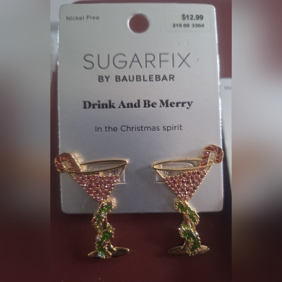 2 Pair of Sugarfix By Baublebar Rhinestone Pierced Earrings NWT - Picture 3 of 3